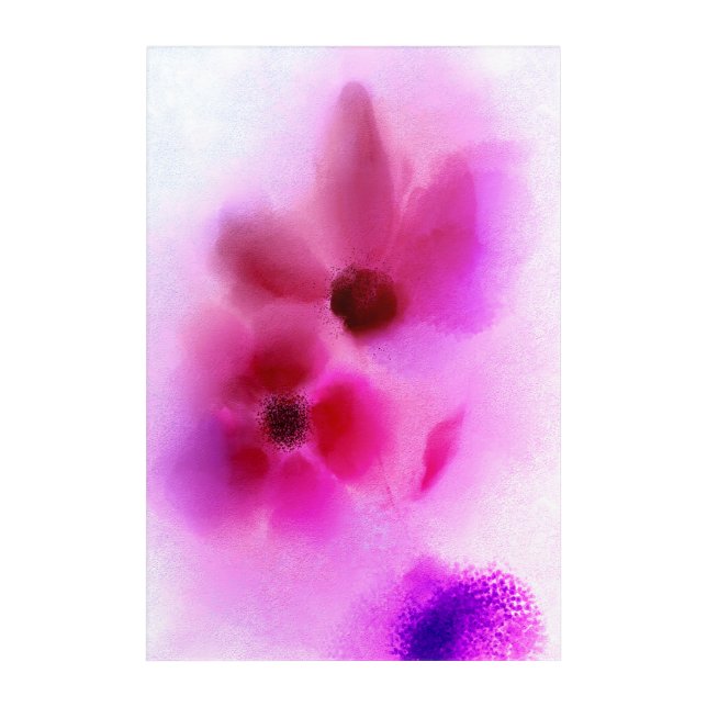 Ombre Pink Purple Twin Flowers Painting Acrylic Print (Front)