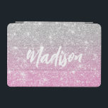 Ombre Pink Silver Glitter Calligraphy Name iPad Mini Cover<br><div class="desc">Ombre Pink Silver Glitter Calligraphy Name features a faux ombre silver and pink glitter background with your personalized name. Perfect gift for Christmas, birthday, Mother's Day, teacher appreciation, best friends, sisters and more. Designed by © Evco Studio www.zazzle.com/store/evcostudio</div>