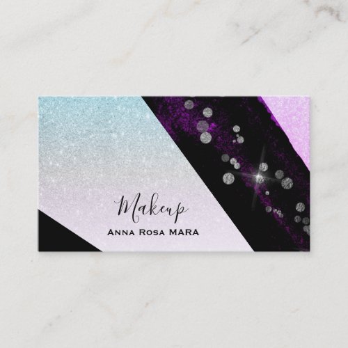  Ombre Pink Teal Glitter Geometric Chic Girly Business Card
