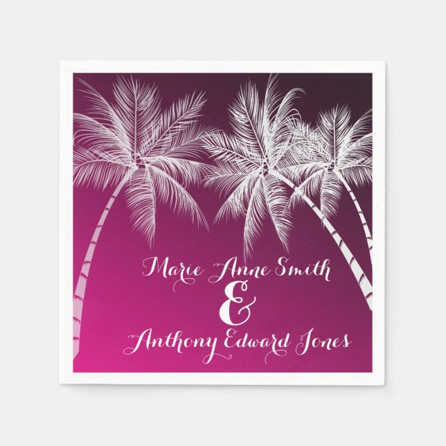 OMBRÉ PINK TROPICAL PALMS NAPKINS (Front)