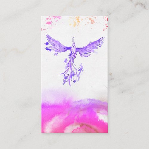   Ombre Pink Violet Peach Feathers Phoenix Business Card