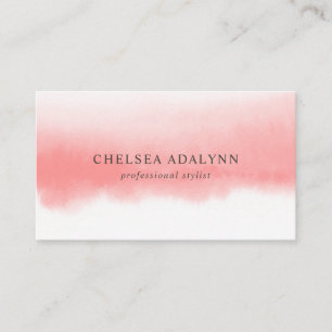 Ombre Pink Watercolor Minimalist Business Card