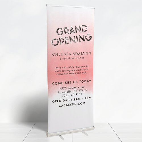 Ombre Pink Watercolor Minimalist Business Retractable Banner