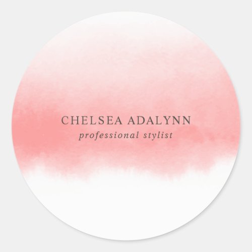 Custom Stickers 5 Ombre Pink Watercolor Minimalist Classic Round Sticker