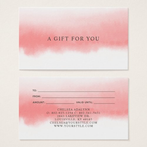 Ombre Pink Watercolor Minimalist Luxury Gift Card