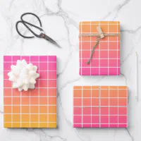 Pink and orange neon flower wrapping paper, Zazzle