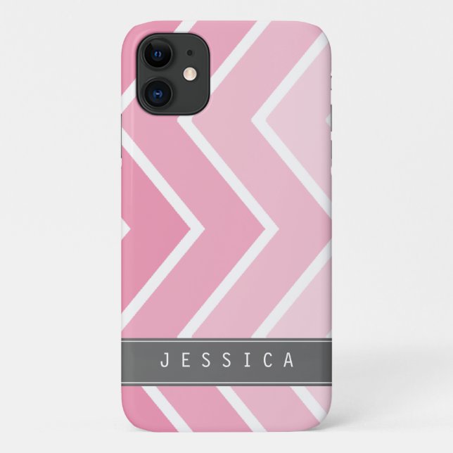Ombre Pink Zig Zag Chevrons Pattern Case-Mate iPhone Case (Back)
