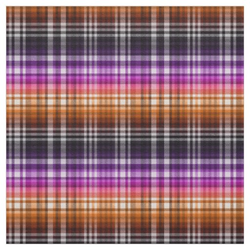 Ombre Plaid in Pumpkin Orange and Midnight Purple Fabric