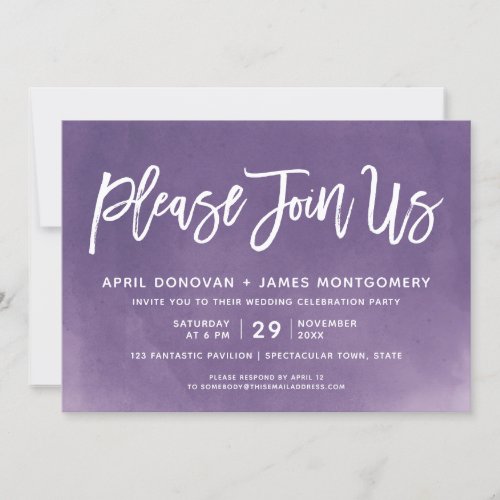 Ombre Please Join Us Brush Typography Wedding Invitation