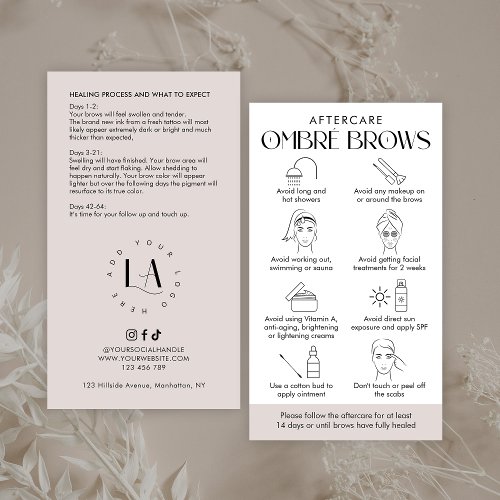 Ombr Powder Brows Aftercare Modern Cream  White Business Card