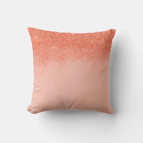 Ombre Pretty Living Coral Peach Pink Color of 2019 Throw Pillow