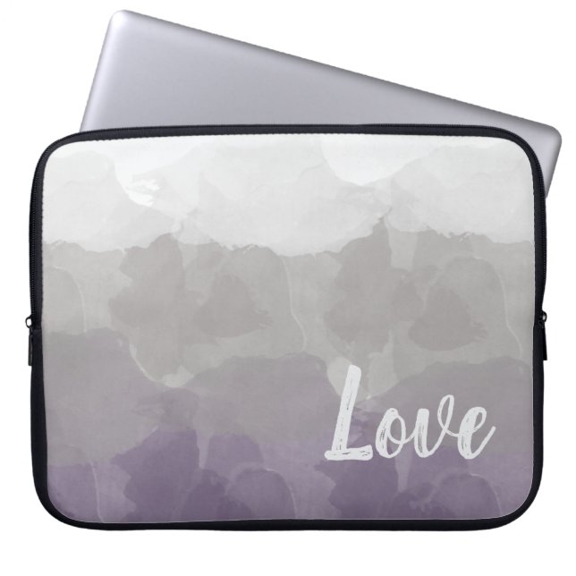 Ombre Purple and Gray Love Graceful Gradient Laptop Sleeve (Front)
