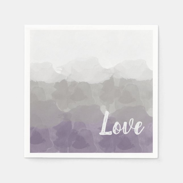Ombre Purple and Gray Love Graceful Gradient Napkins (Front)
