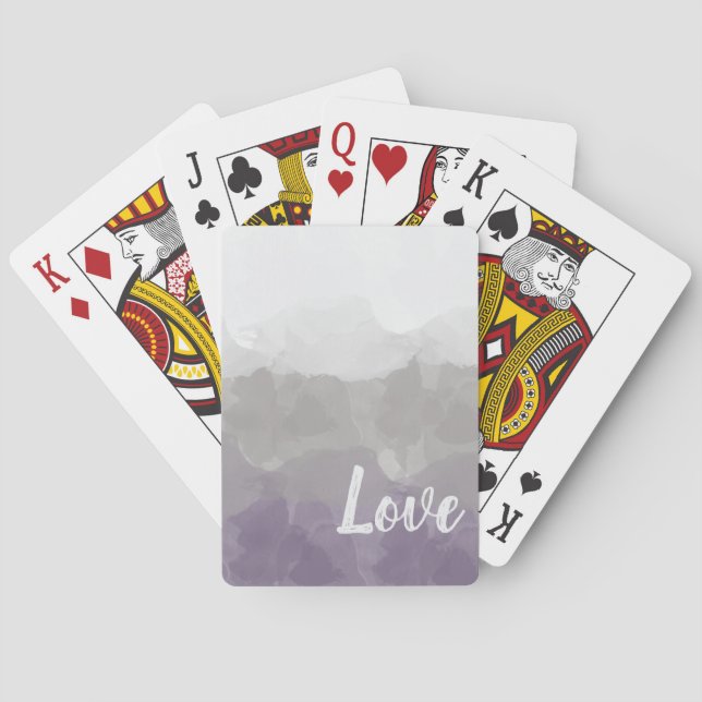 Ombre Purple and Gray Love Graceful Gradient Poker Cards (Back)