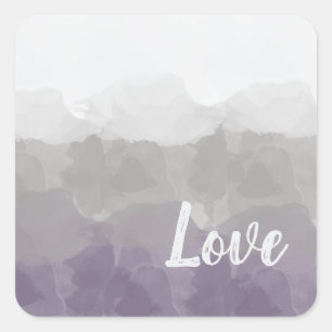 Ombre Purple and Gray Love Graceful Gradient Square Sticker