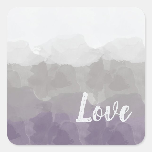 Ombre Purple and Gray Love Graceful Gradient Square Sticker (Front)