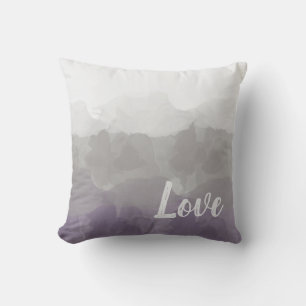 Ombre Purple and Gray Love Graceful Gradient Throw Pillow