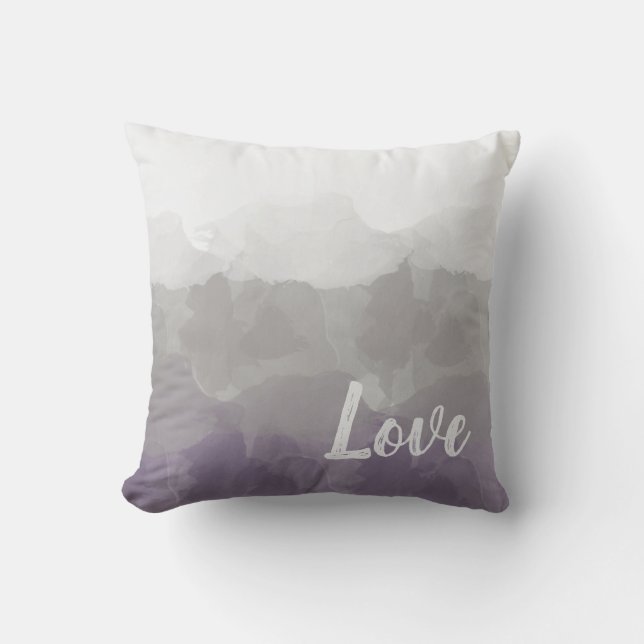 Ombre Purple and Gray Love Graceful Gradient Throw Pillow (Front)