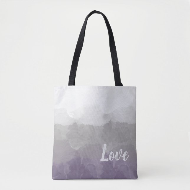 Ombre Purple and Gray Love Graceful Gradient Tote Bag (Front)
