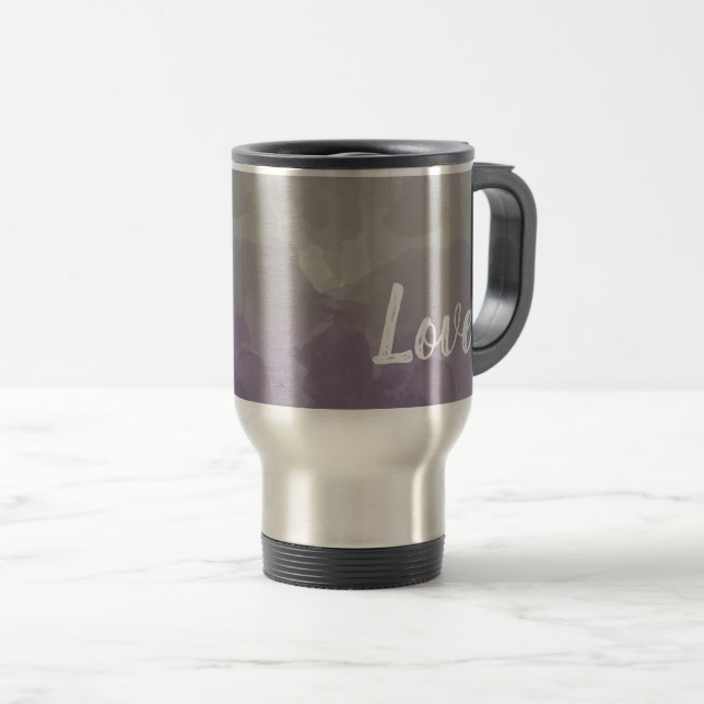 Ombre Purple and Gray Love Graceful Gradient Travel Mug (Front Right)