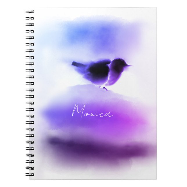 Ombre Purple and Pink Snow Bird Script Notebook (Front)