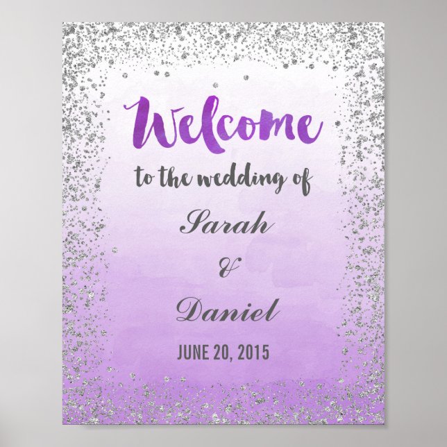 Ombre Purple and Silver Welcome Poster Print (Front)