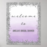 Ombre Purple And Silver Welcome Poster Print at Zazzle