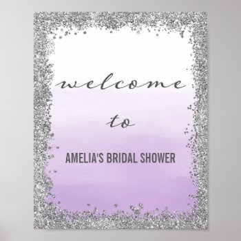 Ombre Purple And Silver Welcome Poster Print by melanileestyle at Zazzle