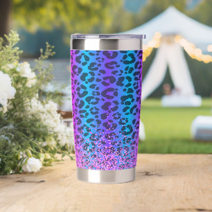 Ombre Purple Blue Leopard Insulated Tumbler