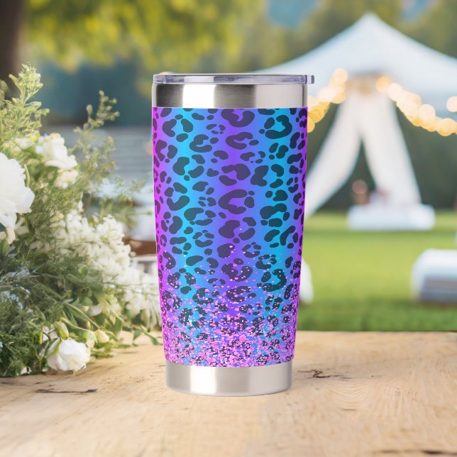 Ombre Purple Blue Leopard  Insulated Tumbler (Wedding)