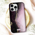 Ombre Purple Burgundy with Gold Modern Monogram iPhone 15 Pro Max Case<br><div class="desc">Protect your phone in style with this elegant "Ethereal Mist" iPhone case featuring a captivating design and shimmering faux metallic accents. Perfect for those who love luxury and modern art, this case is available for many iPhone and Samsung models, offering both Barely There and Tough case options to suit your...</div>