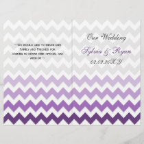 Ombre purple Chevron folded Wedding program
