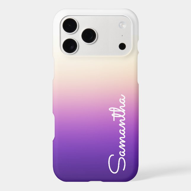 Ombre Purple Girly Personalized Name Case-Mate iPhone Case (Back)