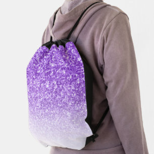 Ombre Purple Glitter Drawstring Bag