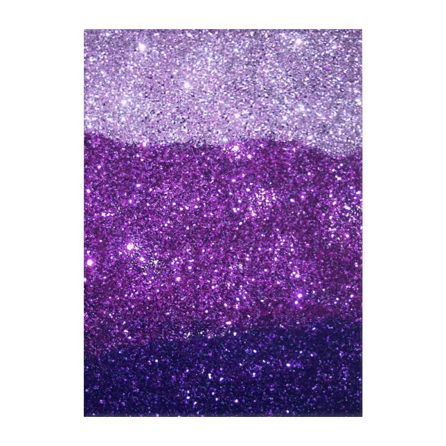 Ombre purple glitter print on acrylic wall art (Front)
