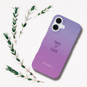 Ombre Purple Personalize Quote & Name Iphone Case