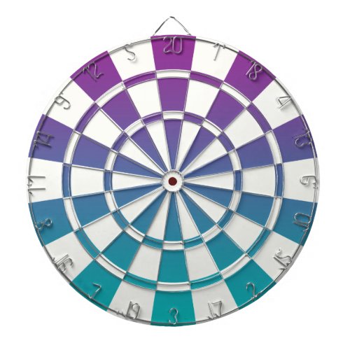 Ombre Purple Teal And White Dartboard With Darts
