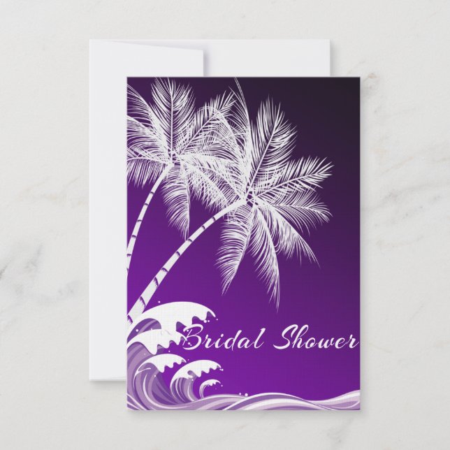 OMBRÉ PURPLE TROPICAL PALMS Bridal Shower Invitation (Front)
