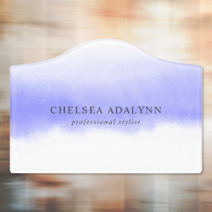 Ombre Purple Watercolor Minimalist Business Door Sign
