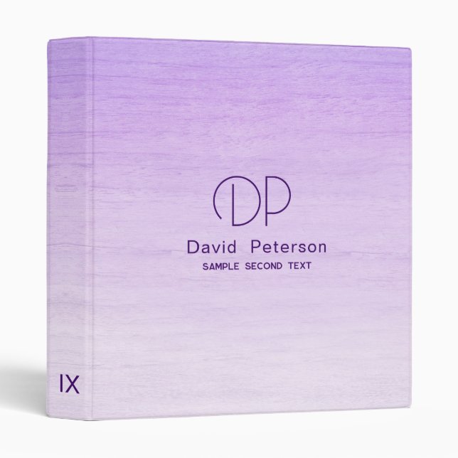 Ombre Purple Wooden Background 3 Ring Binder (Front/Spine)