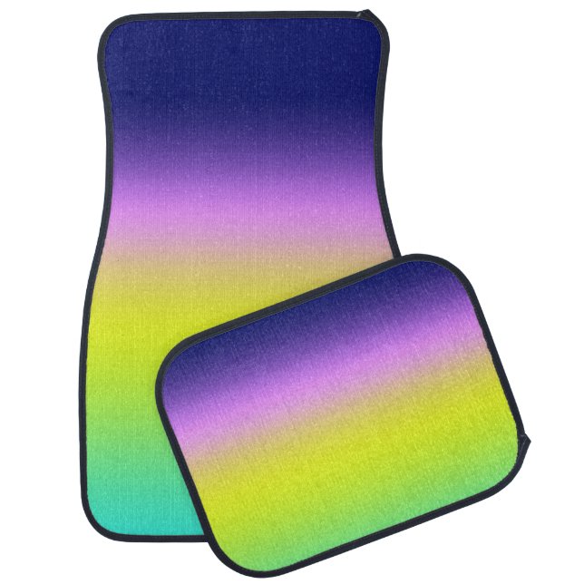 Ombre purple yellow green spring summer colors rig car floor mat (Set)