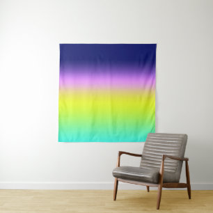 Ombre purple yellow green spring summer colors rig tapestry