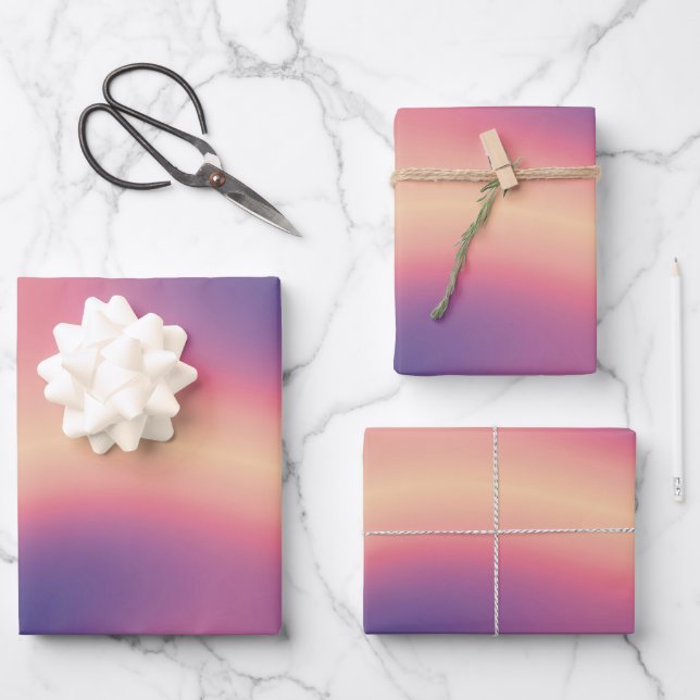 Ombre Purple Yellow Pink Pattern Gift  Wrapping Paper Sheets (Front)