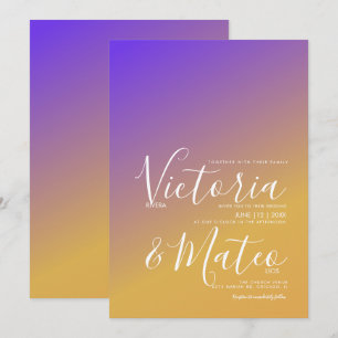 Ombre Purple Yellow Wedding  Invitation
