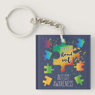 Ombre Puzzles Born to Stand Out Autism Awareness  Keychain