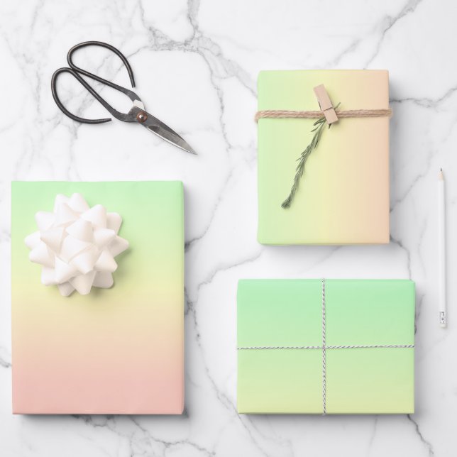 Ombre Rainbow Abstract Pastel Pattern Wrapping Paper Sheets (Front)