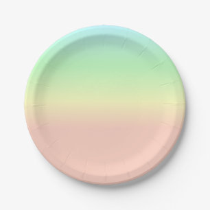 Ombre Rainbow Abstract Pastel Pink Pattern Paper Plates