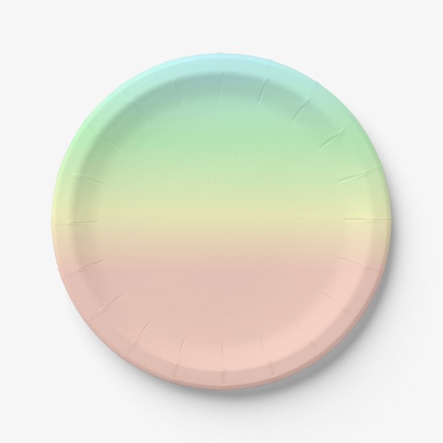 Ombre Rainbow Abstract Pastel Pink Pattern Paper Plates (Front)
