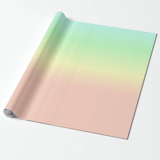 Ombre Rainbow Abstract Pastel Pink Pattern Wrapping Paper (Unrolled)
