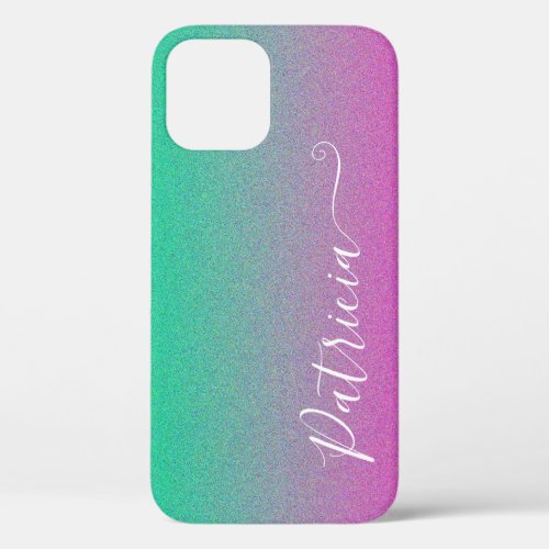 Ombre Rainbow Airbrush Background Customized Name iPhone 12 Case